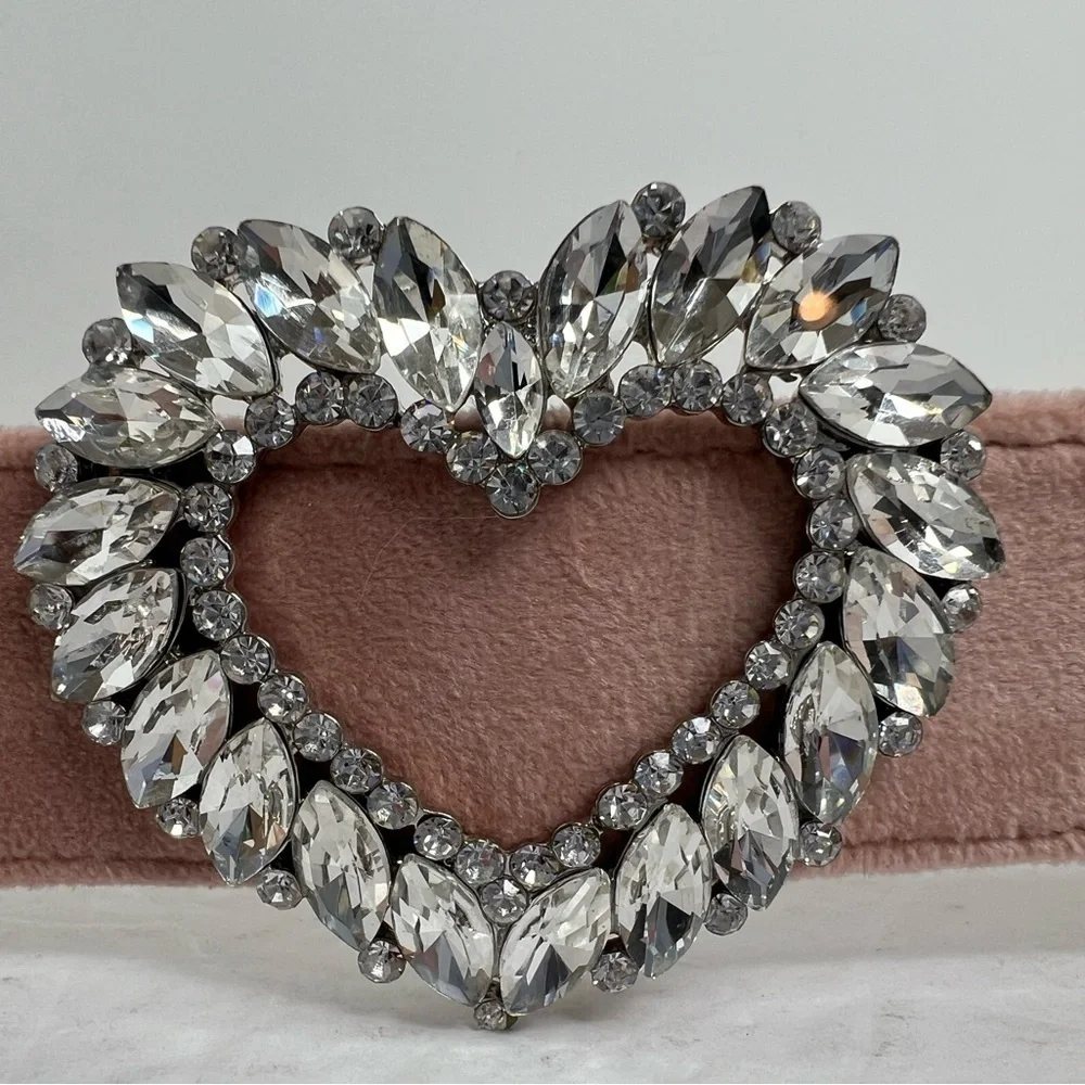 Kate Spade Heart Belt Rhinestone Crystals Pink Suede Size Small Medium Belt